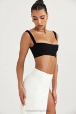 House of CB Luciana czarny plisowany bandeau top na każdą okazję - Image 8