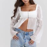 House of CB Lucie biały plisowany top modny elegancki wybór