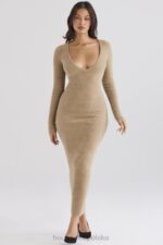 House of CB Lucille Camelowa Sukienka Maxi Elegancka Modna - Image 2