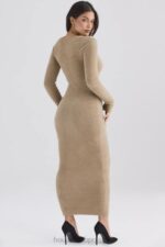 House of CB Lucille Camelowa Sukienka Maxi Elegancka Modna - Image 13