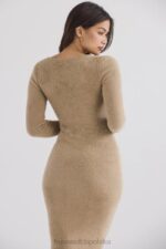 House of CB Lucille Camelowa Sukienka Maxi Elegancka Modna - Image 14