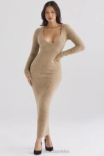 House of CB Lucille Camelowa Sukienka Maxi Elegancka Modna - Image 9