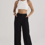 House of CB Luźne Czarne Spodnie Alivia Stylowe i Modne