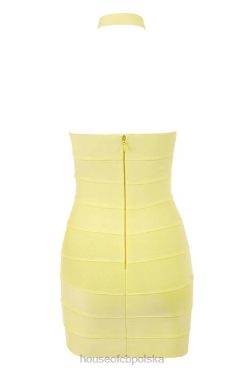 House of CB Maliha mini sukienka bandażowa jaskierowa z wiązaniem na szyi - Image 10