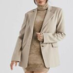 House of CB Marynarka oversize z norek Aline w kolorze beżowym modna odzież na każdą okazję