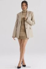 House of CB Marynarka oversize z norek Aline w kolorze beżowym modna odzież na każdą okazję - Image 10