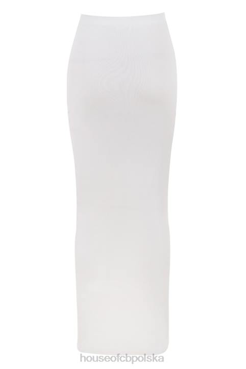 House of CB Maxi Spódnica Guziki Kolor Kości Słoniowej Prążkowana - Image 4