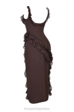 House of CB Maxi Sukienka Falbana Espresso Stylowa Moda - Image 6