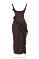 House of CB Maxi Sukienka Falbana Espresso Stylowa Moda - Image 7