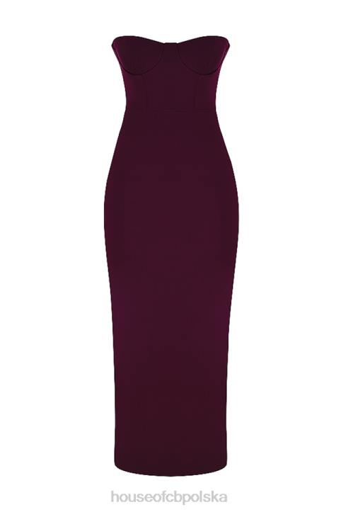 House of CB Maxi Sukienka Gorsetowa Winogronowa Bez Ramiączek 4PND342 Modna Odzież - Image 7