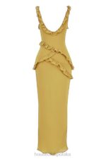 House of CB Maxi Sukienka Oliwkowa z Falbaną Modny Styl - Image 7