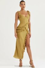 House of CB Maxi Sukienka Oliwkowa z Falbaną Modny Styl - Image 8
