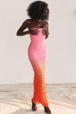 House of CB maxi sukienka ombre szafirowa modna elegancka - Image 5
