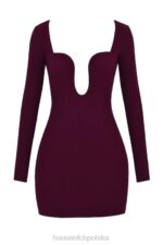 House of CB Merlot Gorsetowa Sukienka z Głębokim Dekoltem Elegancka Moda - Image 8