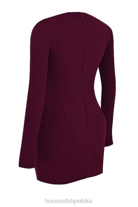 House of CB Merlot Gorsetowa Sukienka z Głębokim Dekoltem Elegancka Moda - Image 9