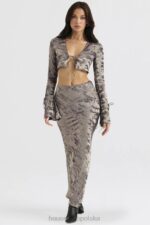 House of CB Midi Spódnica Clara Pewter Elegancka Moda Kobieca - Image 4