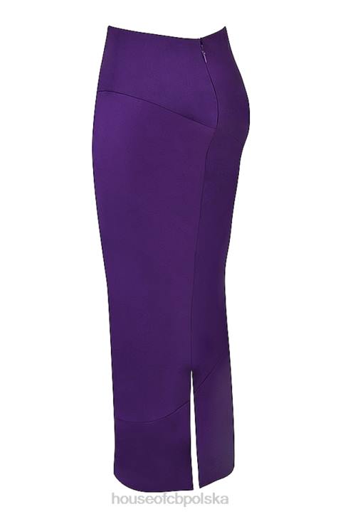 House of CB Midi Spódnica Satynowa Winogronowa Colette Trendy Odzież Damska - Image 6