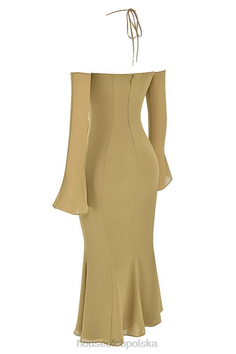 House of CB Midi Sukienka Naomi Oliwkowa z Wiązaniem na Szyi - Image 8
