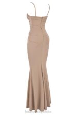 House of CB Milena Almond Maxi Dżersejowa Gorsetowa Sukienka Modna - Image 6