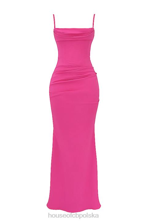 House of CB Milena Gorący Róż Gorsetowa Sukienka Maxi Modna Odzież - Image 12