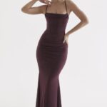 House of CB Milena Gorsetowa Sukienka Maxi Ciemna Wiśnia Elegancka Moda