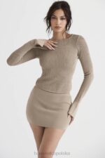 House of CB Mini Spódnica Dzianinowa Ciemnoszara Trendy Modne Must Have - Image 5