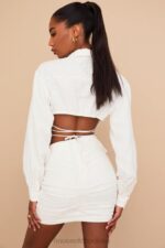 House of CB Mini spódniczka Emmy złamana biel modny styl - Image 11