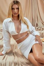 House of CB Mini spódniczka Emmy złamana biel modny styl - Image 12