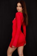 House of CB Mini Sukienka Camille Scarlet z Jedwabiu Elegancka Moda - Image 11