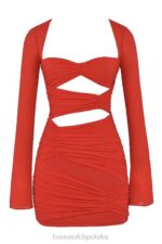 House of CB Mini Sukienka Camille Scarlet z Jedwabiu Elegancka Moda - Image 4