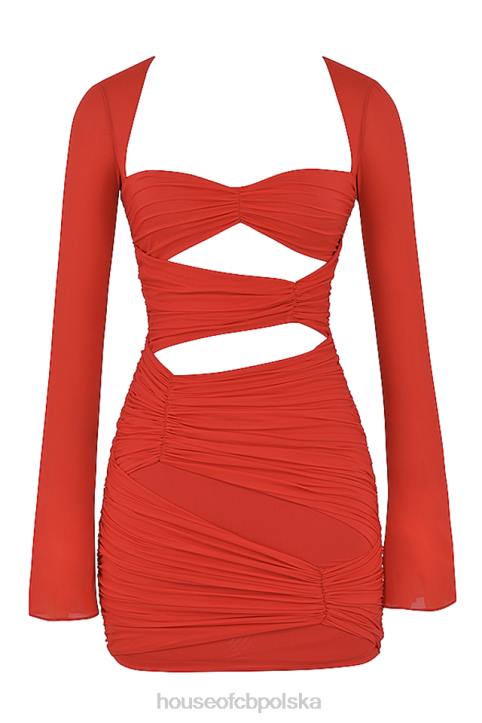 House of CB Mini Sukienka Camille Scarlet z Jedwabiu Elegancka Moda - Image 4