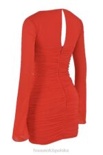 House of CB Mini Sukienka Camille Scarlet z Jedwabiu Elegancka Moda - Image 5