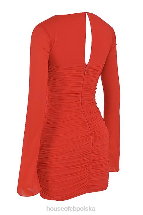 House of CB Mini Sukienka Camille Scarlet z Jedwabiu Elegancka Moda - Image 5