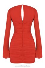 House of CB Mini Sukienka Camille Scarlet z Jedwabiu Elegancka Moda - Image 6