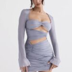 House of CB Mini Sukienka Jedwabna Szara Camille 4PND321 Elegancka Moda