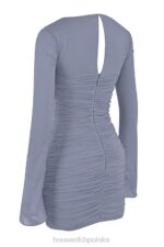 House of CB Mini Sukienka Jedwabna Szara Camille 4PND321 Elegancka Moda - Image 3