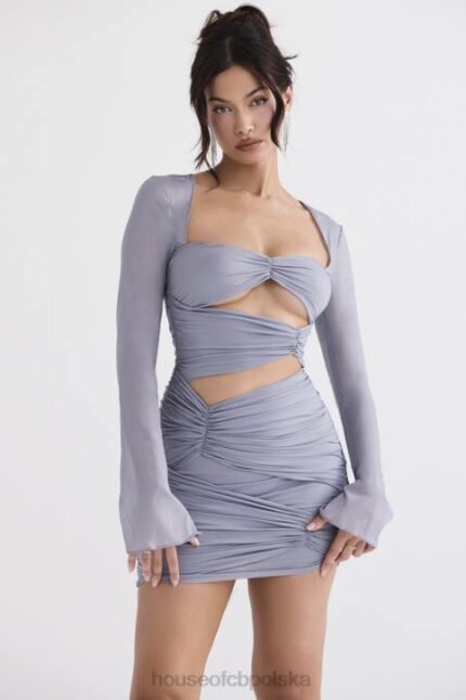 House of CB Mini Sukienka Jedwabna Szara Camille 4PND321 Elegancka Moda