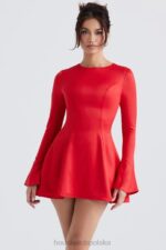 House of CB Mini Sukienka Sacha Czerwona Satynowa Stylowa Moda