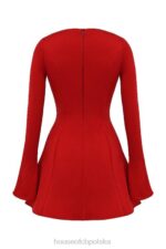 House of CB Mini Sukienka Sacha Czerwona Satynowa Stylowa Moda - Image 5