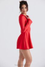 House of CB Mini Sukienka Sacha Czerwona Satynowa Stylowa Moda - Image 8