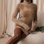 House of CB Mini Sukienka Taya Fawn Szynilowa Modna Odzież