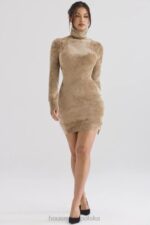 House of CB Mini Sukienka Taya Fawn Szynilowa Modna Odzież - Image 8