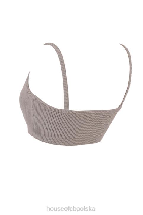 House of CB Mischa taupe prążkowana braletka dzianinowa na każdą okazję - Image 11