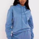 House of CB Modna Oversize Bluza z Kapturem Błękitna 4PND764