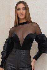 House of CB Monique Body czarny aksamit i tiul na każdą okazję - Image 7
