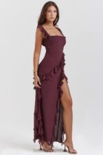 House of CB Morwowa Sukienka Maxi z Falbaną Elegancja i Styl - Image 13
