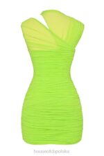House of CB Neonowa Zielona Mini Sukienka Marszczona Trendy Fashion - Image 6