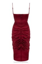 House of CB Nera Wine Gorsetowa Sukienka Satynowa Drapowana 4PND600 - Image 10
