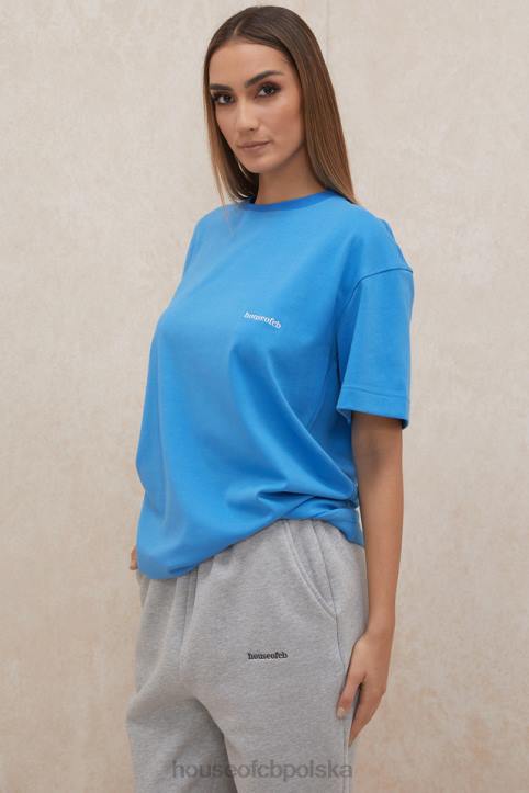 House of CB Niebieska oversizeowa koszulka bawełniana Quinn modna i wygodna - Image 6
