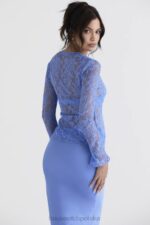 House of CB Niebieski koronkowy top Phoebe z wiązaniem modny i elegancki - Image 11
